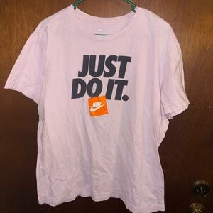 Nike Light Pink Tee with Just Do It Graphic